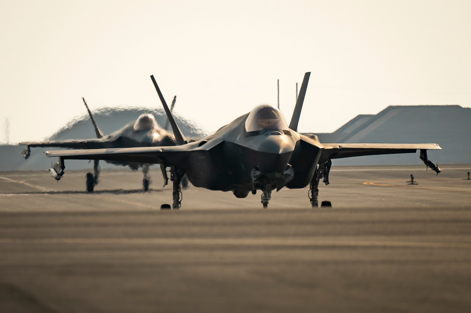 F-35A aircraft on the runway at Al Udeid Air Base, Qatar (2023).