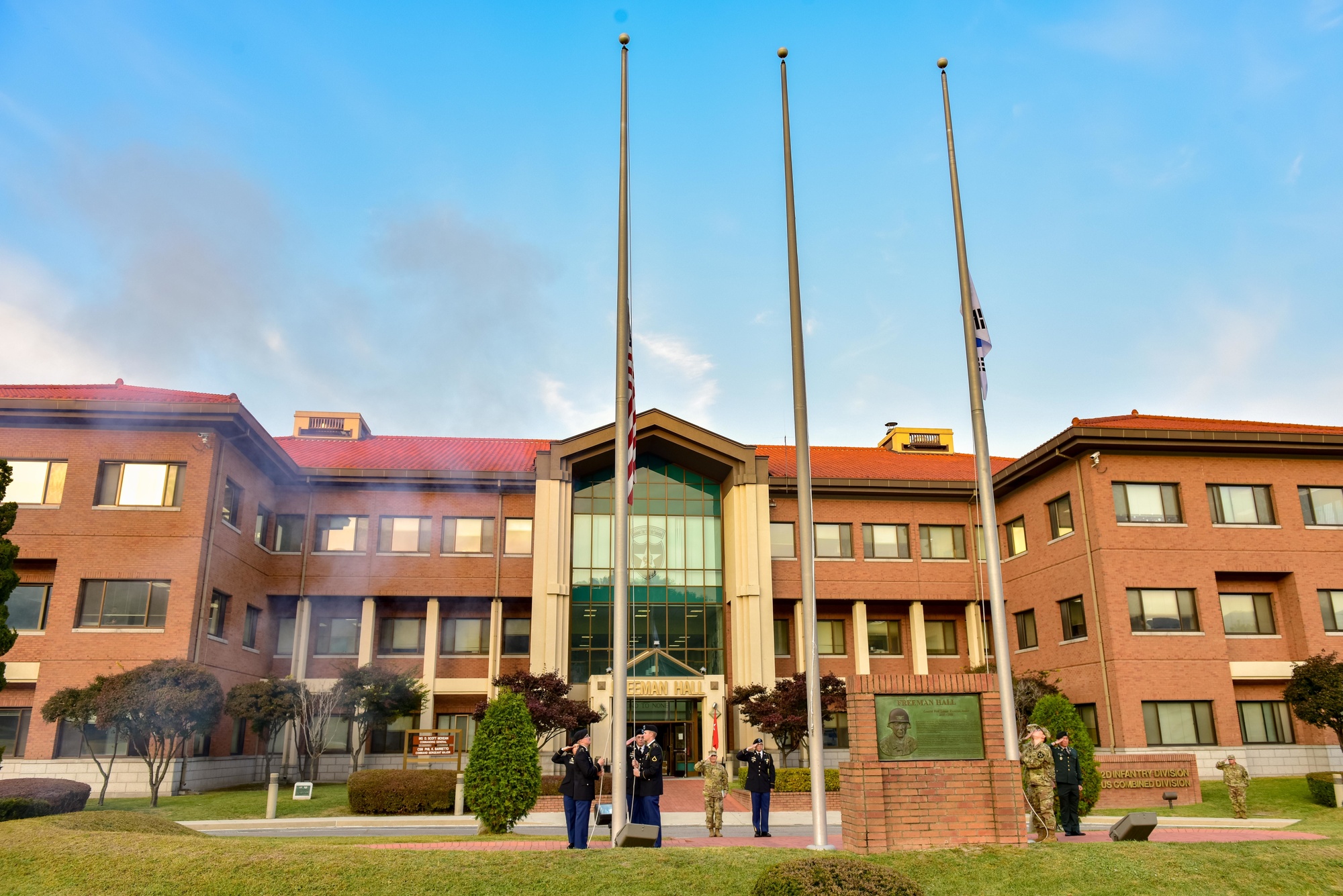 Freeman Hall during the Camp Red Cloud closure ceremony, South Korea (2018).
