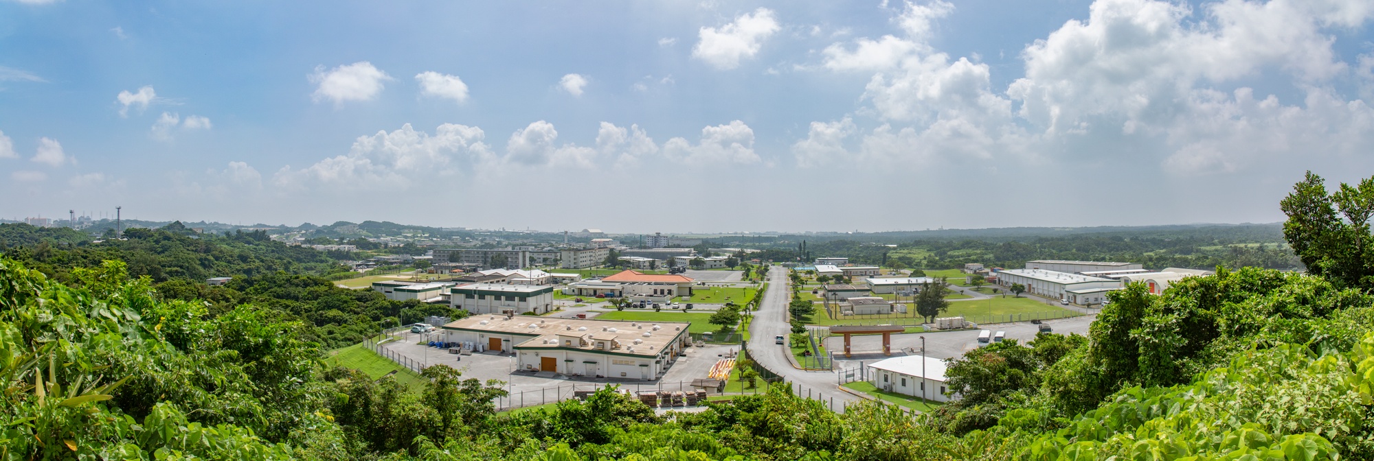 A panoramic view of Camp Shields, Okinawa (2020).
