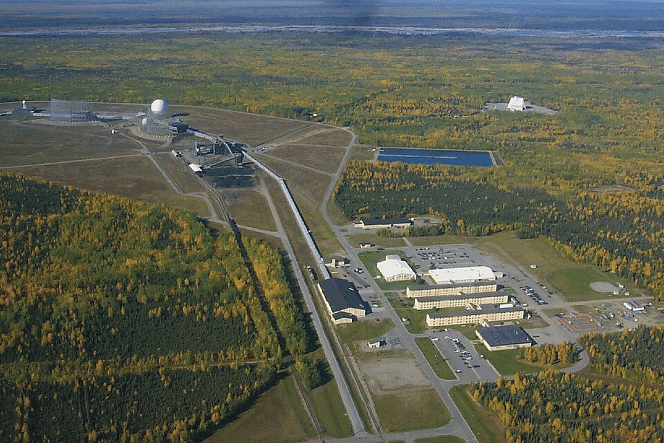 An aerial view of Clear Air Force Station, Alaska (1999).