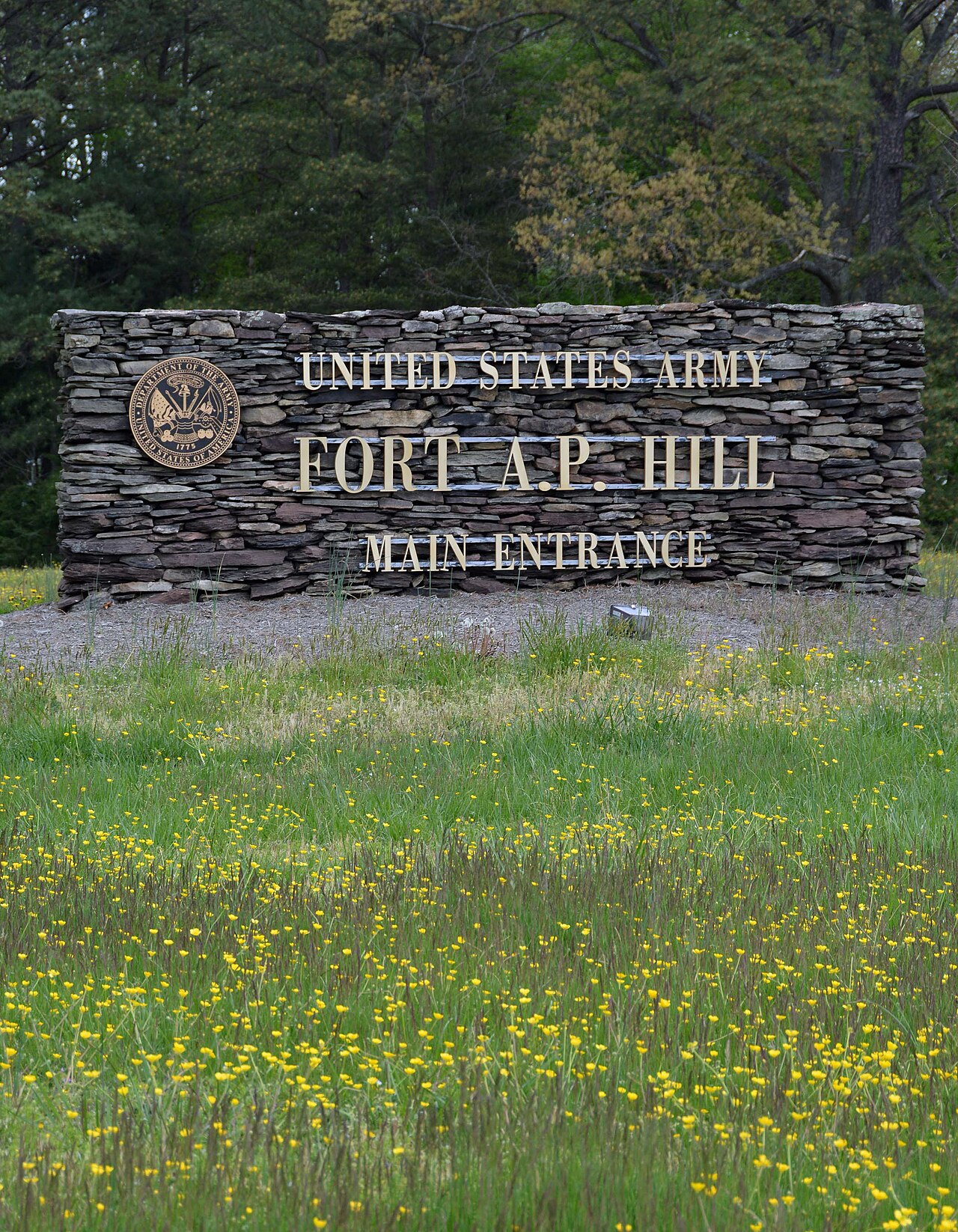 The entrance sign at Fort A.P. Hill, Virginia (2015).