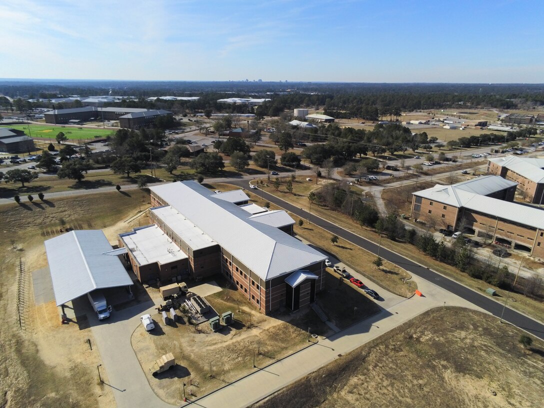 An aerial view of Fort Jackson’s reception complex, South Carolina (2025).