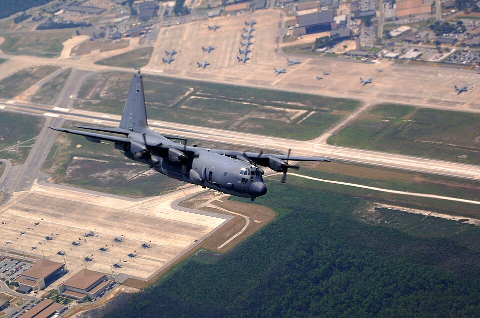 An AC-130U over Hurlburt Field, Florida (2007).