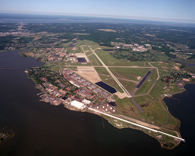An aerial view of Langley Air Force Base.