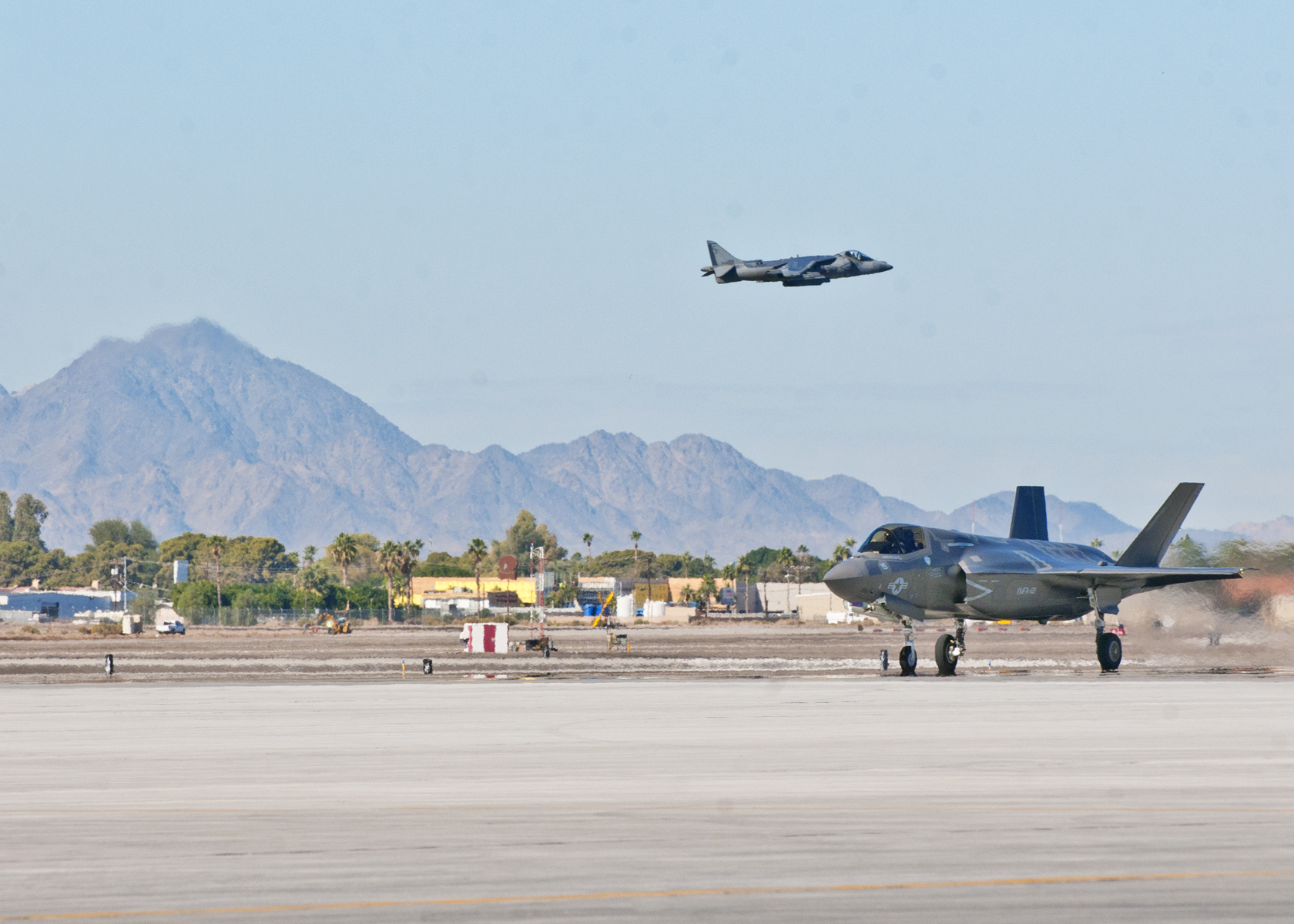 An F-35B on the flight line at Marine Corps Air Station Yuma (2012).