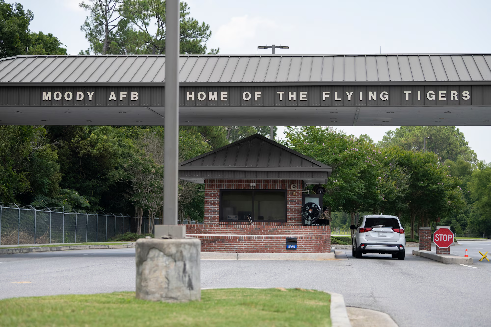 The entrance gate at Moody Air Force Base, Georgia (2023).