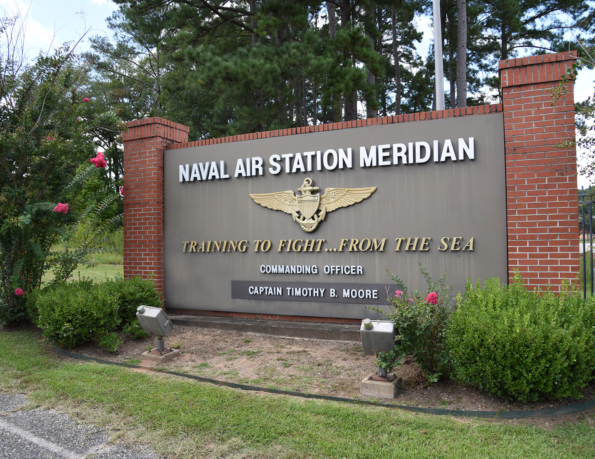 The entrance sign at Naval Air Station Meridian, Mississippi.