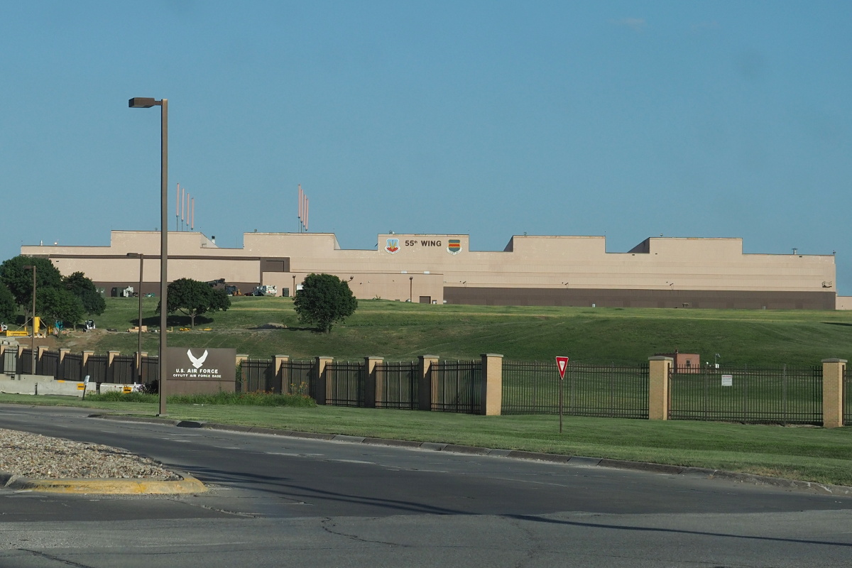 Offutt Air Force Base viewed from Fort Crook Road (2019).