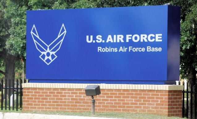 The entrance sign at Robins Air Force Base, Georgia.