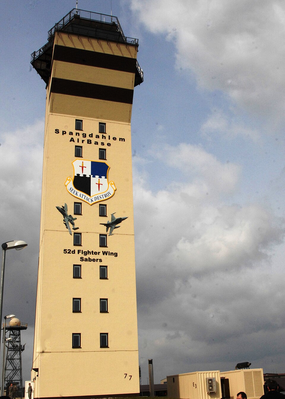 The air traffic control tower at Spangdahlem Air Base, Germany (2009).