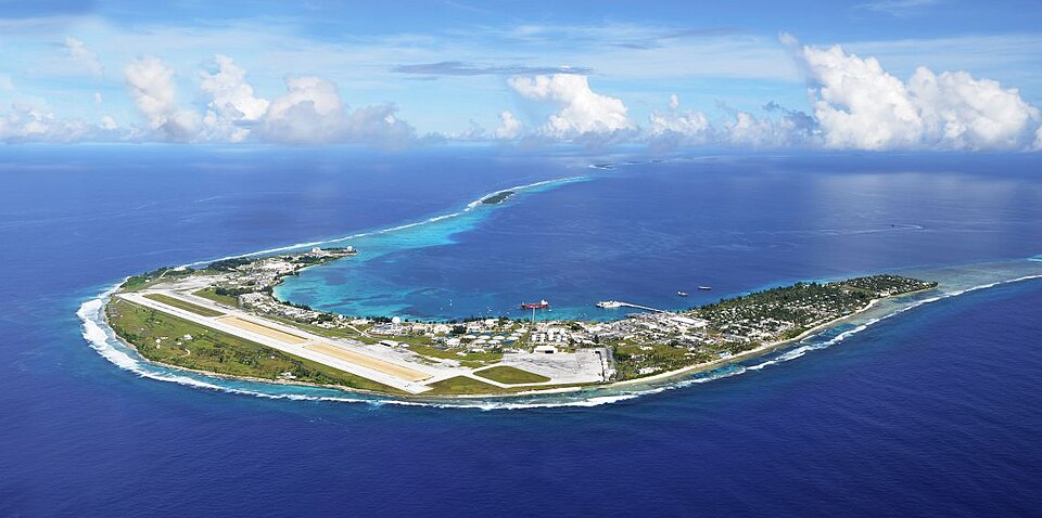 Kwajalein Atoll, with Bucholz Army Airfield in the foreground.