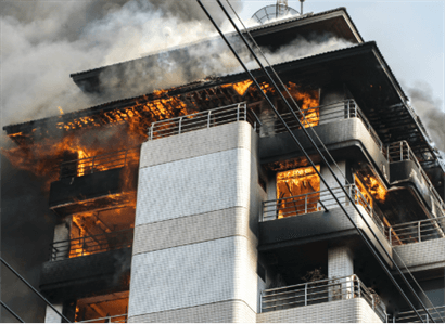 Building on fire from arsonist