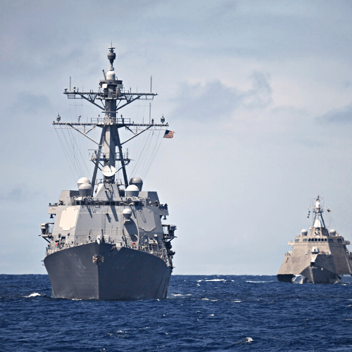 Navy Ships moving on water