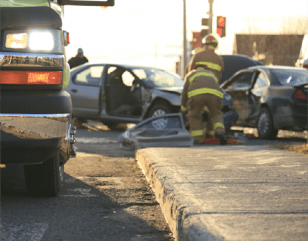 119 car crash with ambulance at the scene of a manslaughter